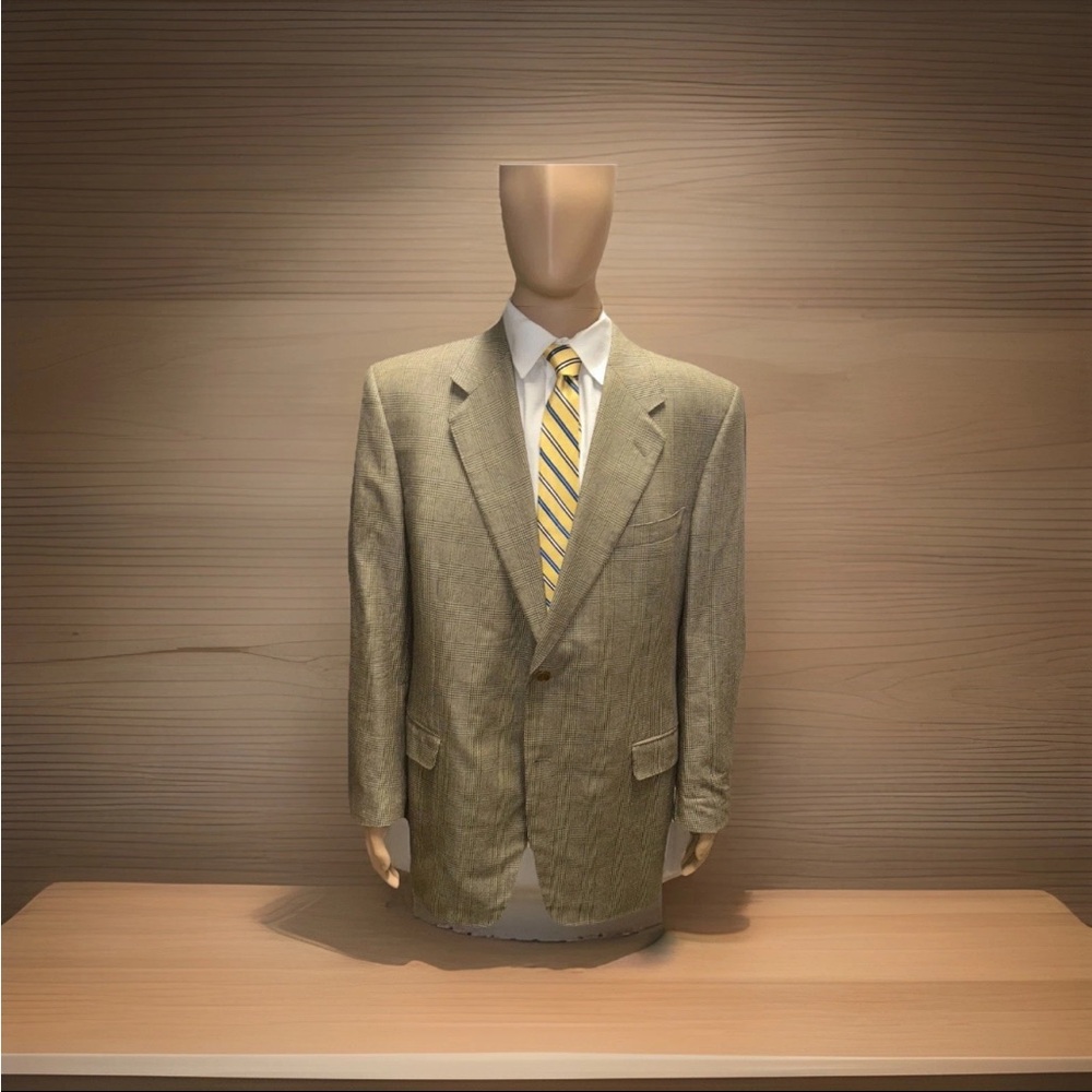 Canali Blazer Jacket Men 48R Brown Glen Plaid Sport Coat Silk Wool Richards